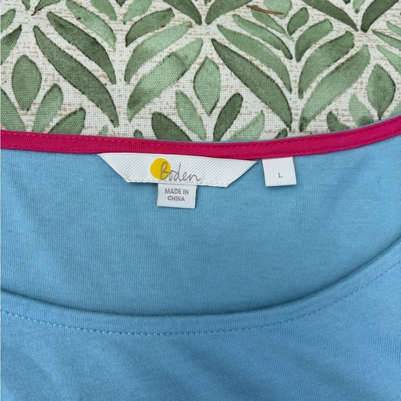 Boden | light Blue Striped Cuff Long Sleeve Boat Neck Tee, Large - Picture 5 of 8